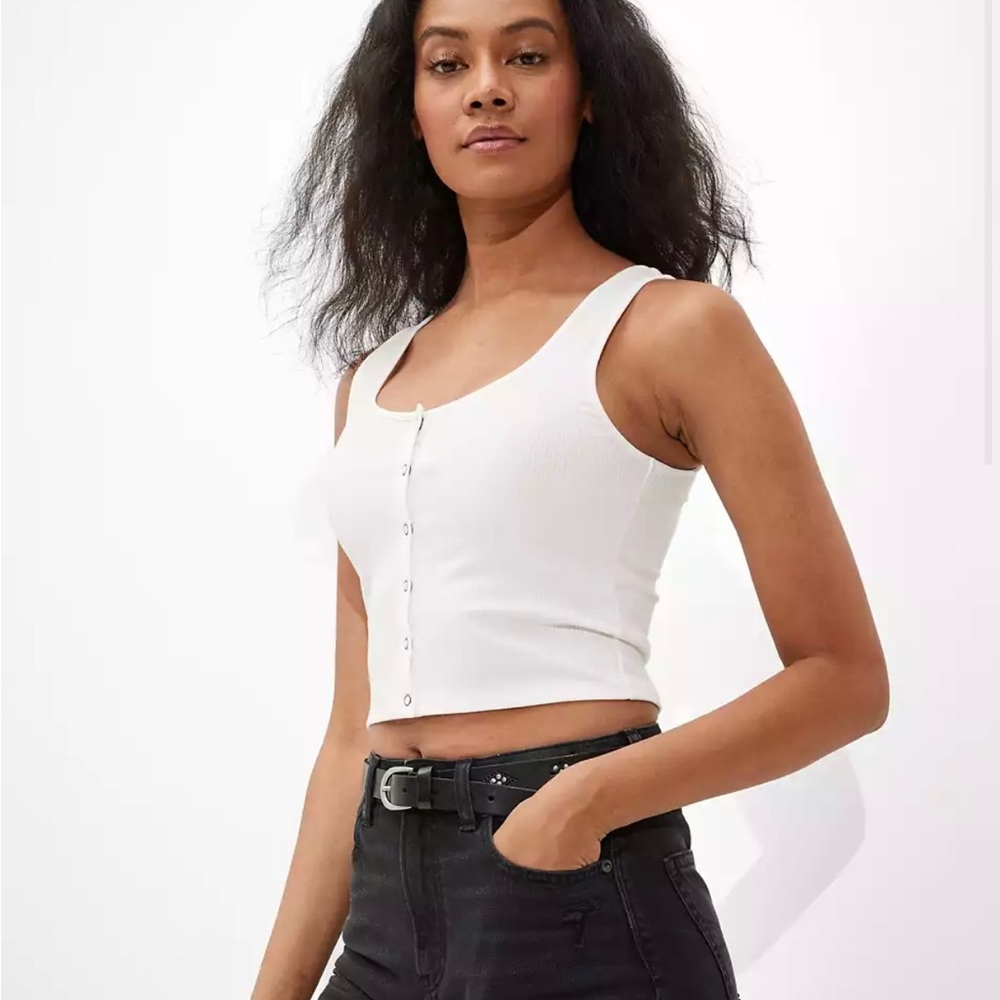 Aerie beige snap-front tank top